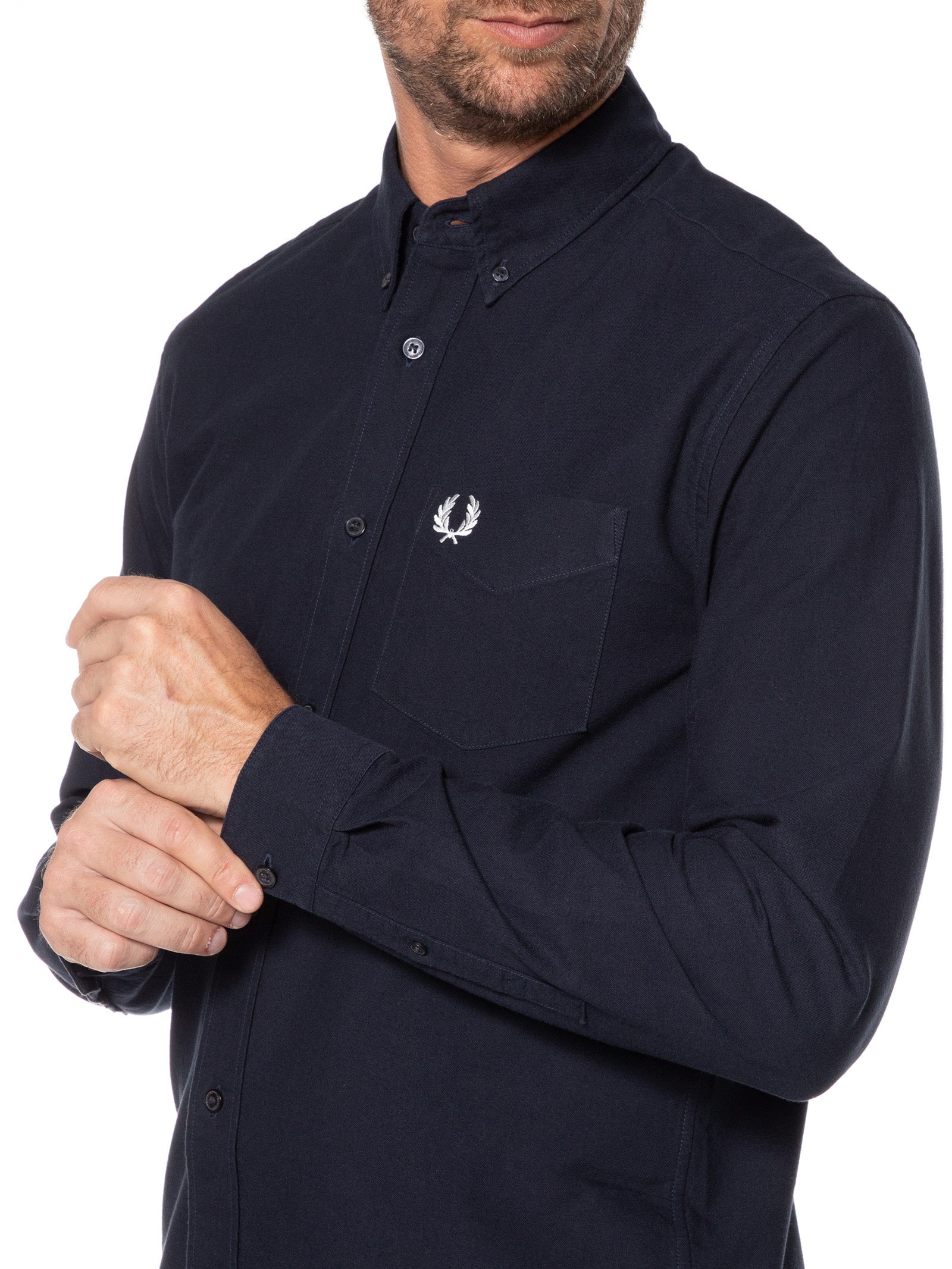 Camisa Masculina Button Down Regular Fit Em Oxford  Azul Fred Perry
