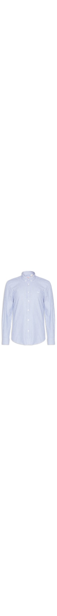 Camisa Masculina Button Down Regular Fit Listrada em Algodão - Azul