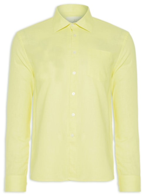 Camisa Masculina Cambraia Uni Manga Longa – Amarelo
