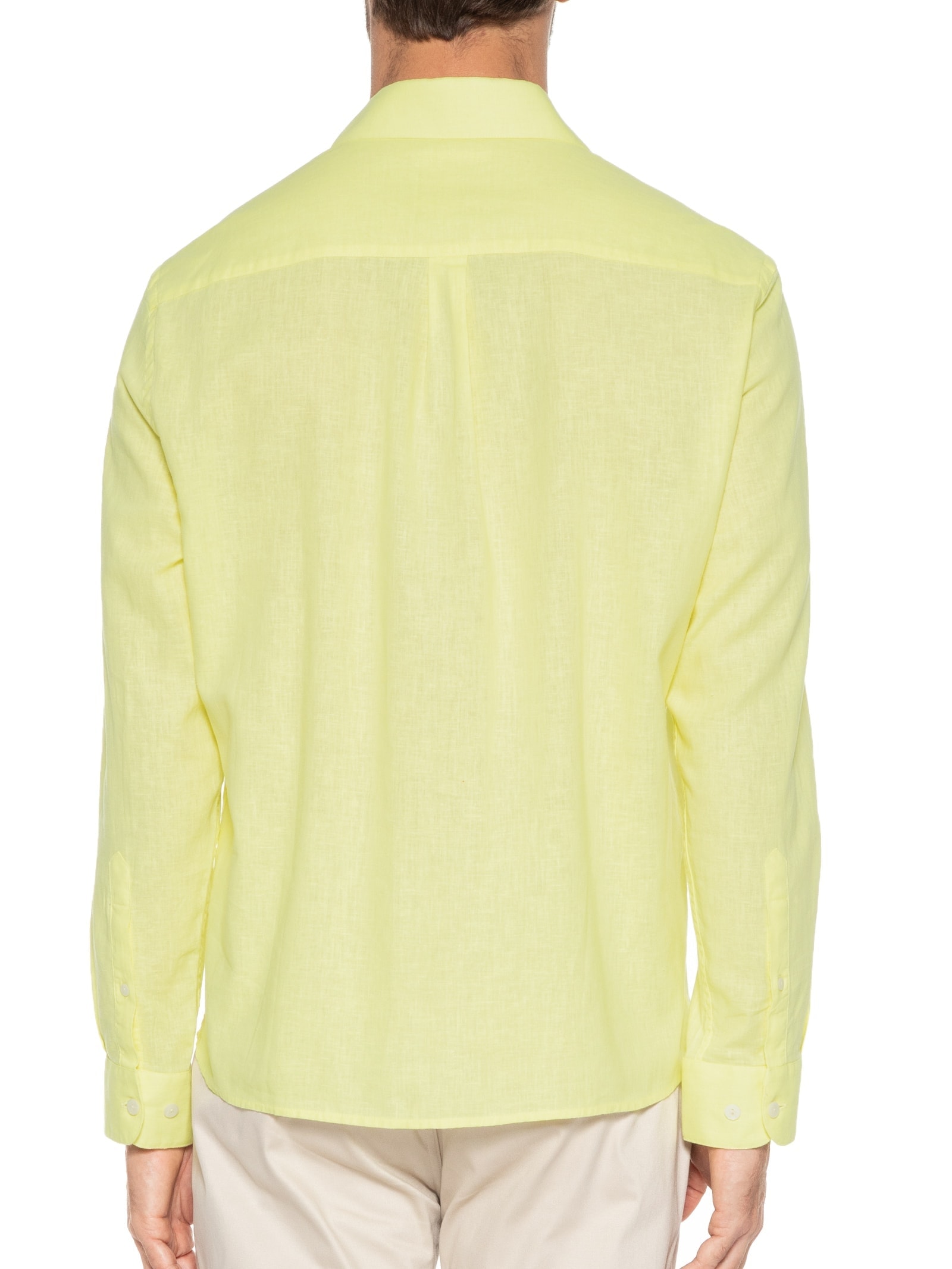 Camisa Masculina Cambraia Uni Manga Longa Amarelo Richards