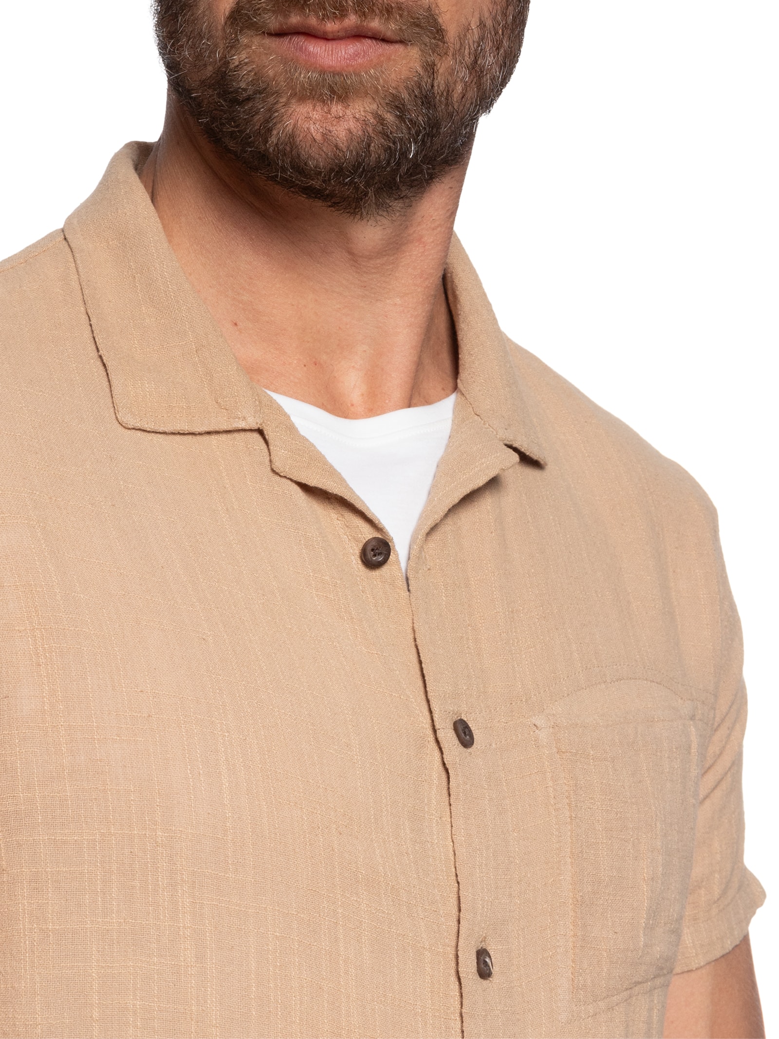 Camisa Masculina Carmel Manga Curta Bege Austral