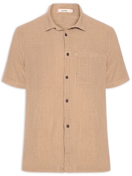 Camisa Masculina Carmel Manga Curta – Bege