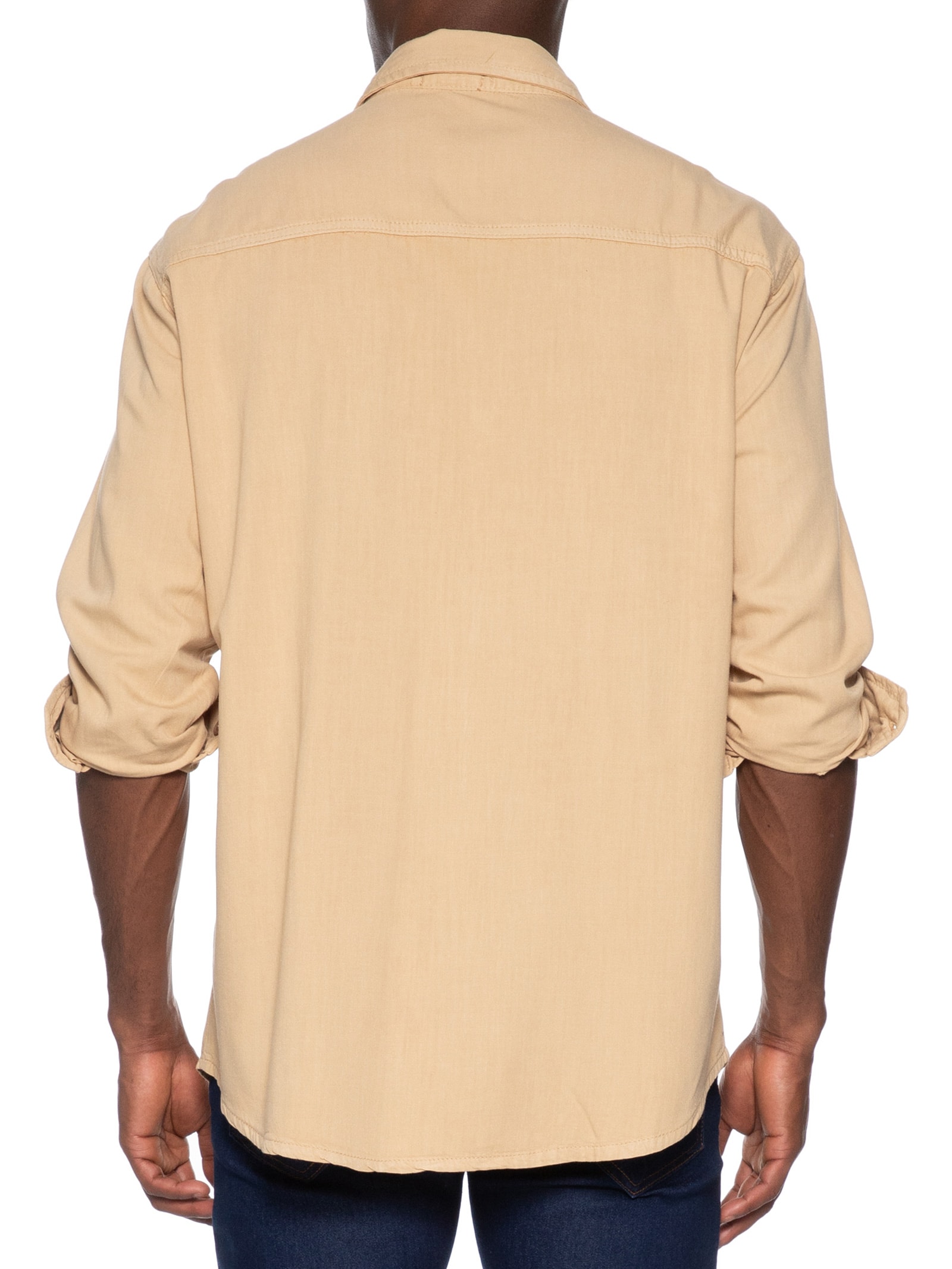 Camisa Masculina Casual Básica Bege Basiq Men