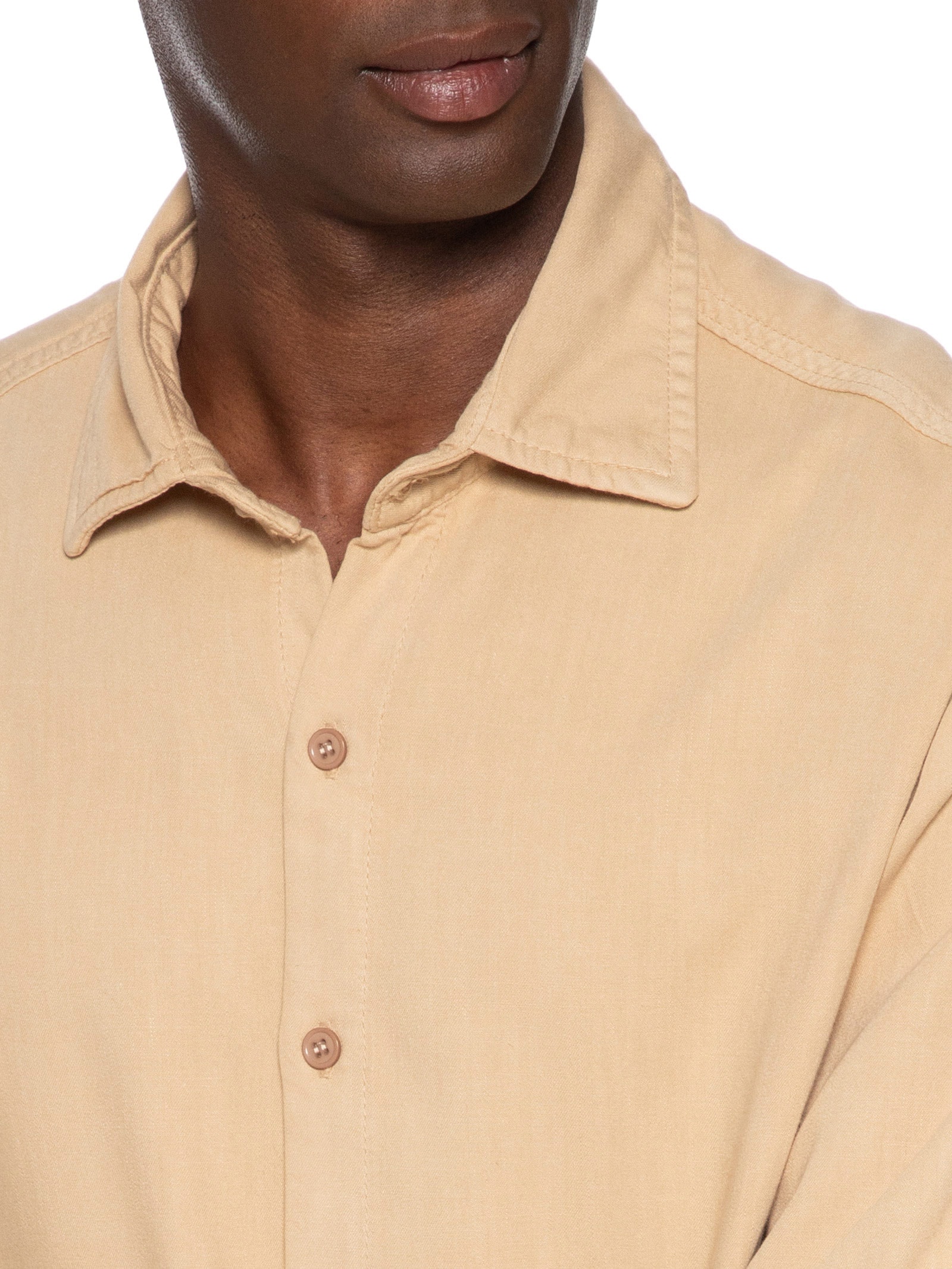 Camisa Masculina Casual Básica Bege Basiq Men