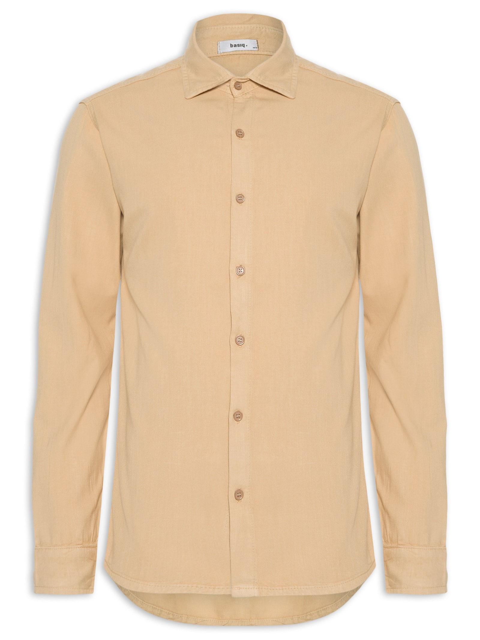 Camisa Masculina Casual Básica Bege Basiq Men