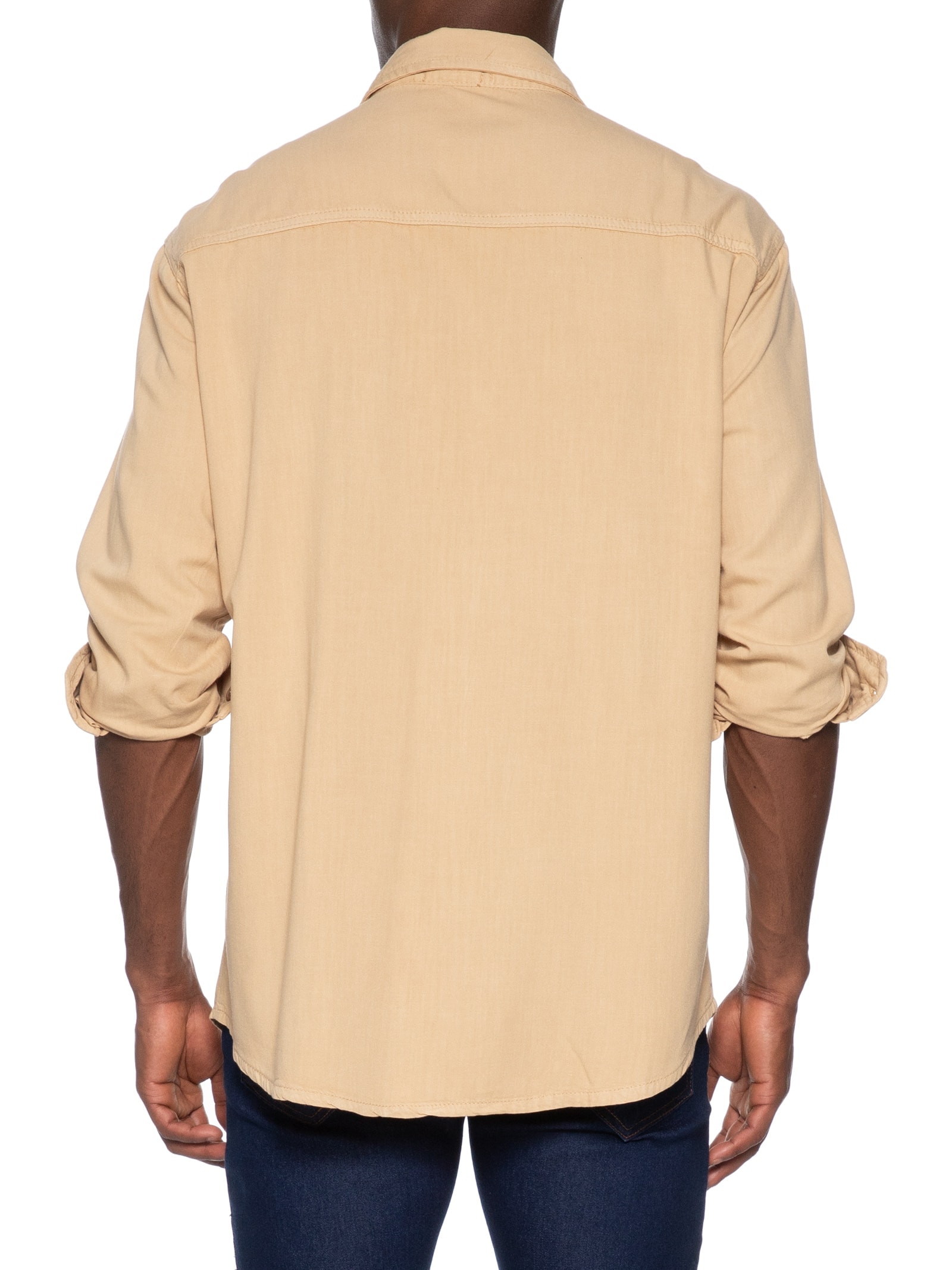 Camisa Masculina Casual Básica Bege Basiq Men