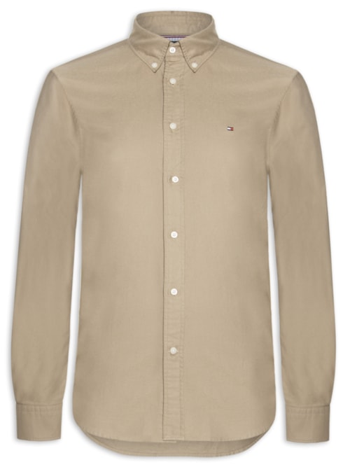 Camisa Masculina Casual Básica Regular Fit Heritage Oxford – Bege