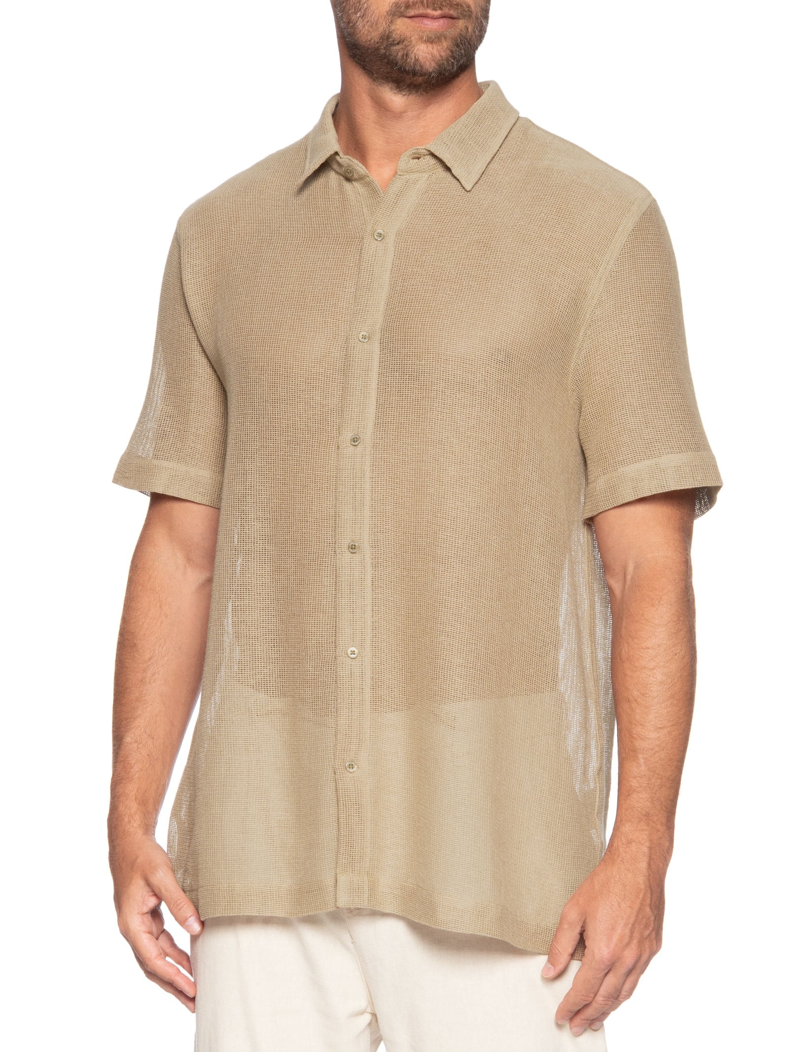 Camisa Masculina Casual Caiçara Bege Osklen