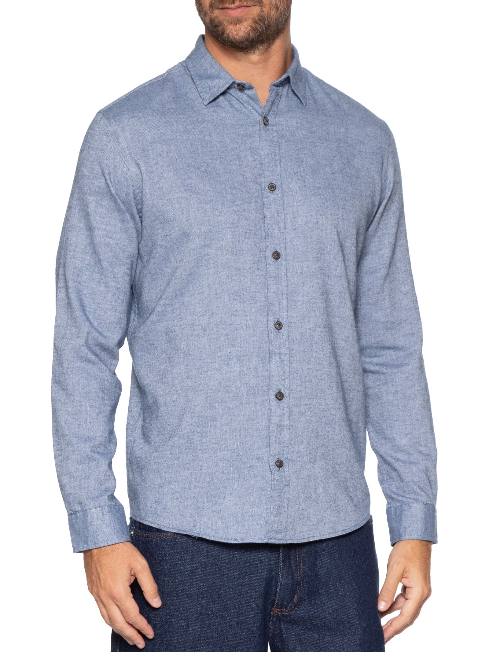 Camisa Masculina Casual Classic Fit Melange Azul Jack & Jones