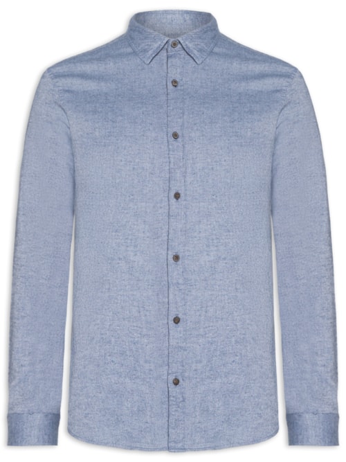 Camisa Masculina Casual Classic Fit Melange – Azul