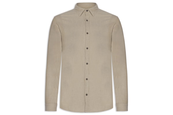 Camisa Masculina Casual Classic Fit Melange - Bege