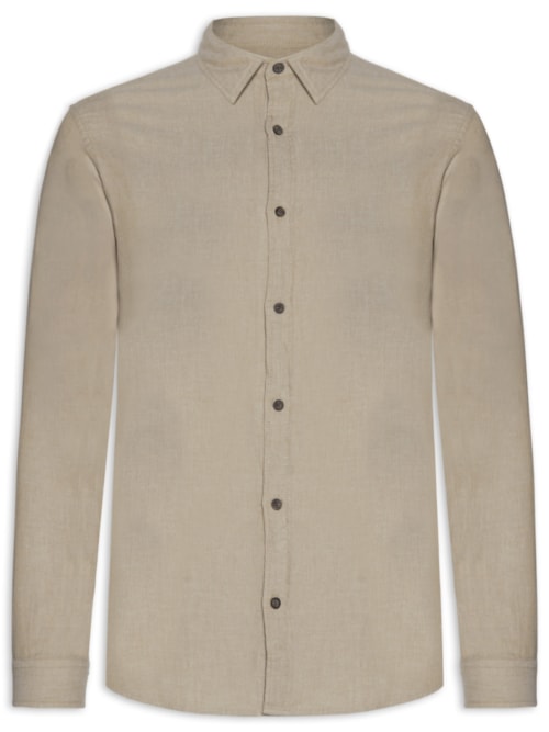 Camisa Masculina Casual Classic Fit Melange – Bege