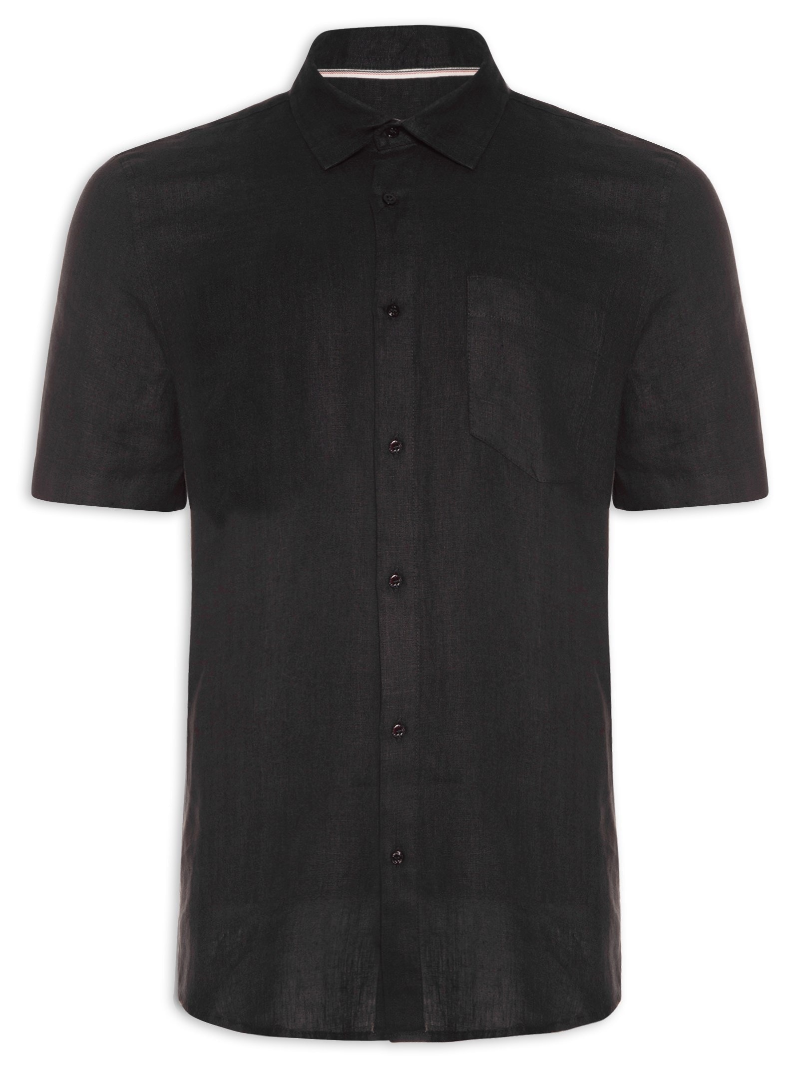 Camisa Masculina Casual De Linho Classic Linen Preto Osklen