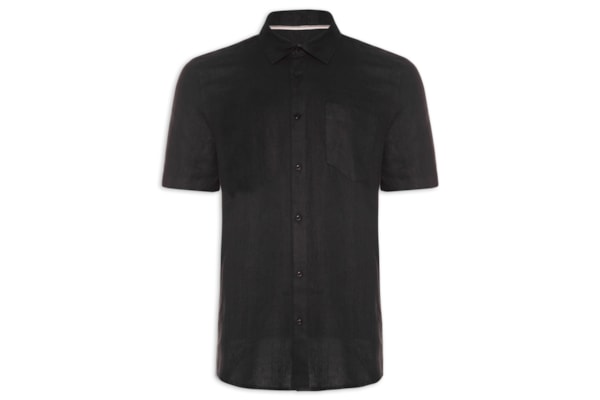 Camisa Masculina Casual De Linho Classic Linen - Preto