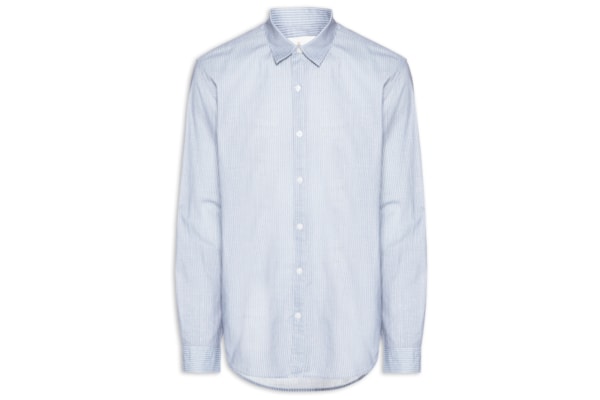 Camisa Masculina Casual Fio Tinto Mini Listra New - Azul