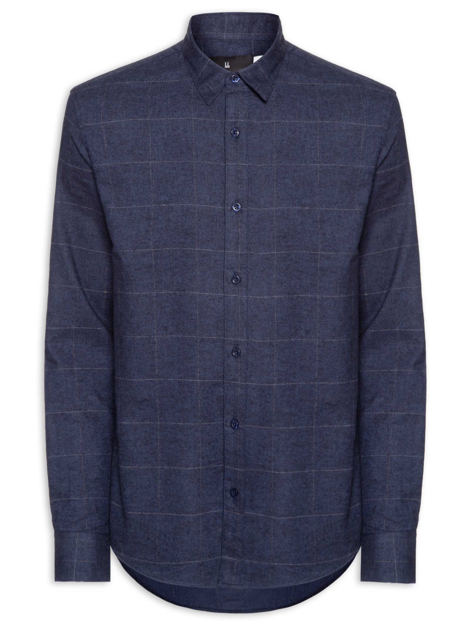 Camisa Masculina Casual Flanela Xadrez Suiça Azul Foxton