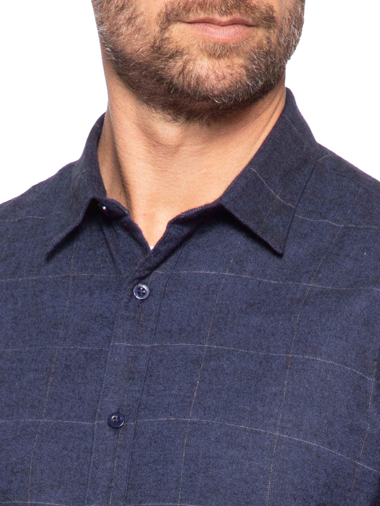 Camisa Masculina Casual Flanela Xadrez Suiça Azul Foxton
