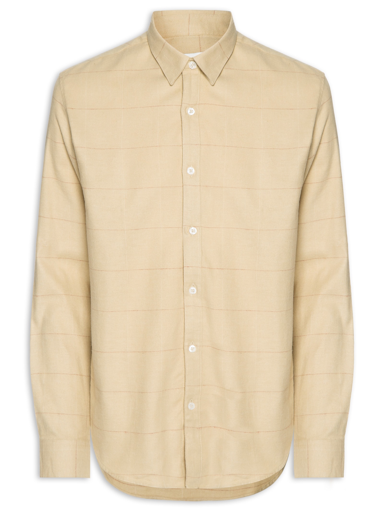 Camisa Masculina Casual Flanela Xadrez Suiça Bege Foxton