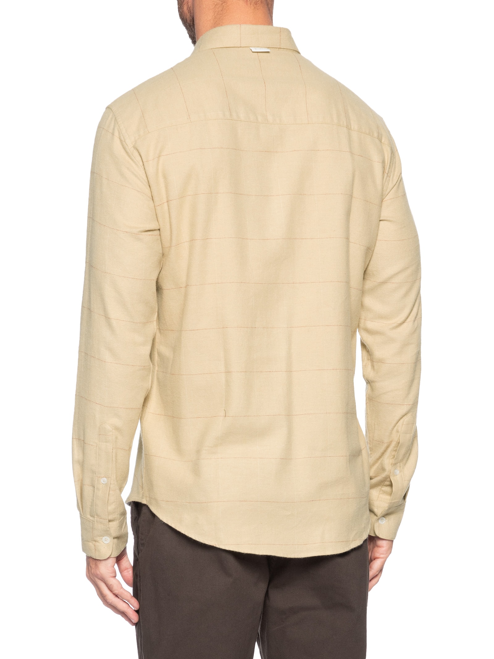 Camisa Masculina Casual Flanela Xadrez Suiça Bege Foxton