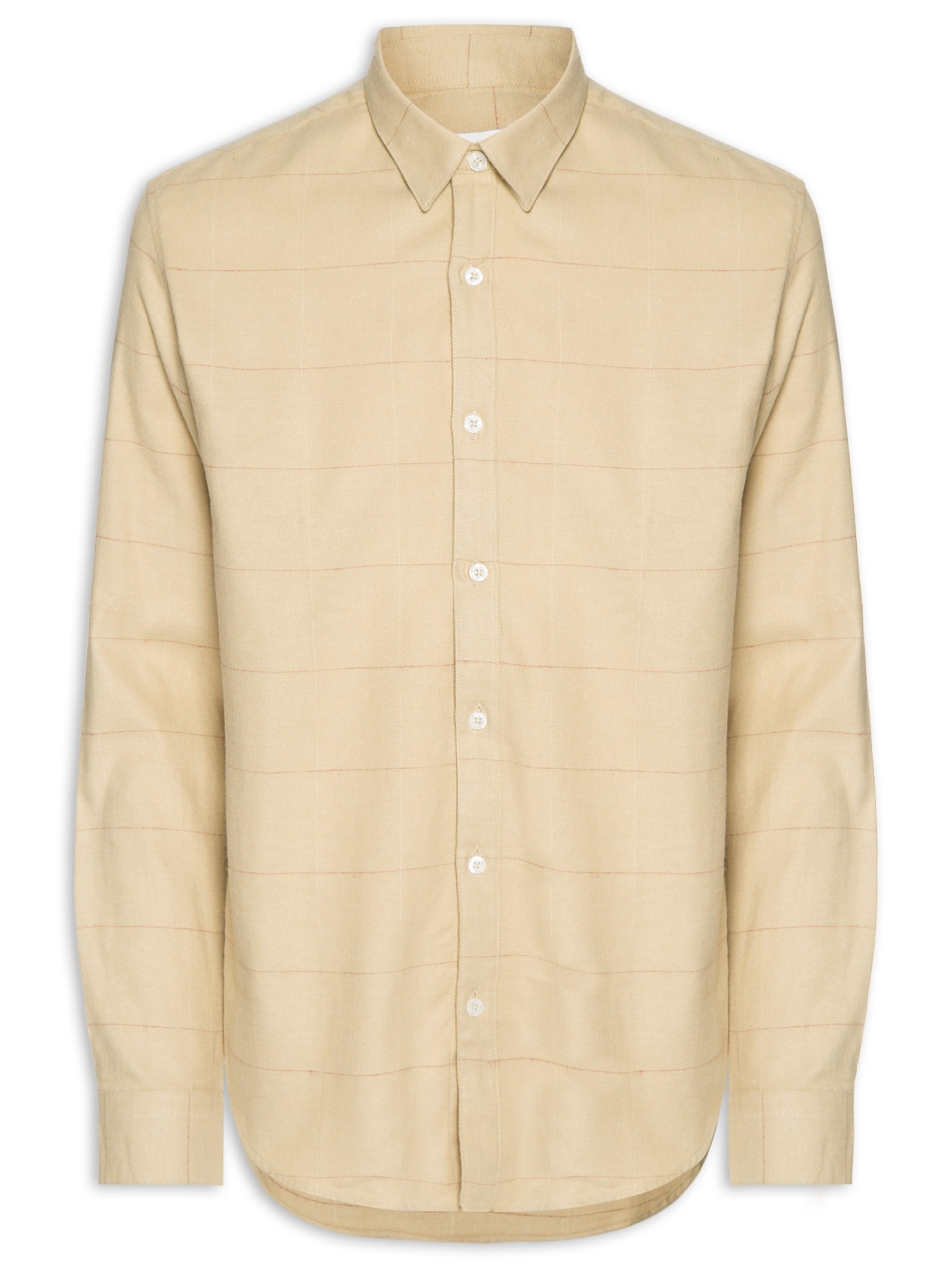 Camisa Masculina Casual Flanela Xadrez Suiça Bege Foxton