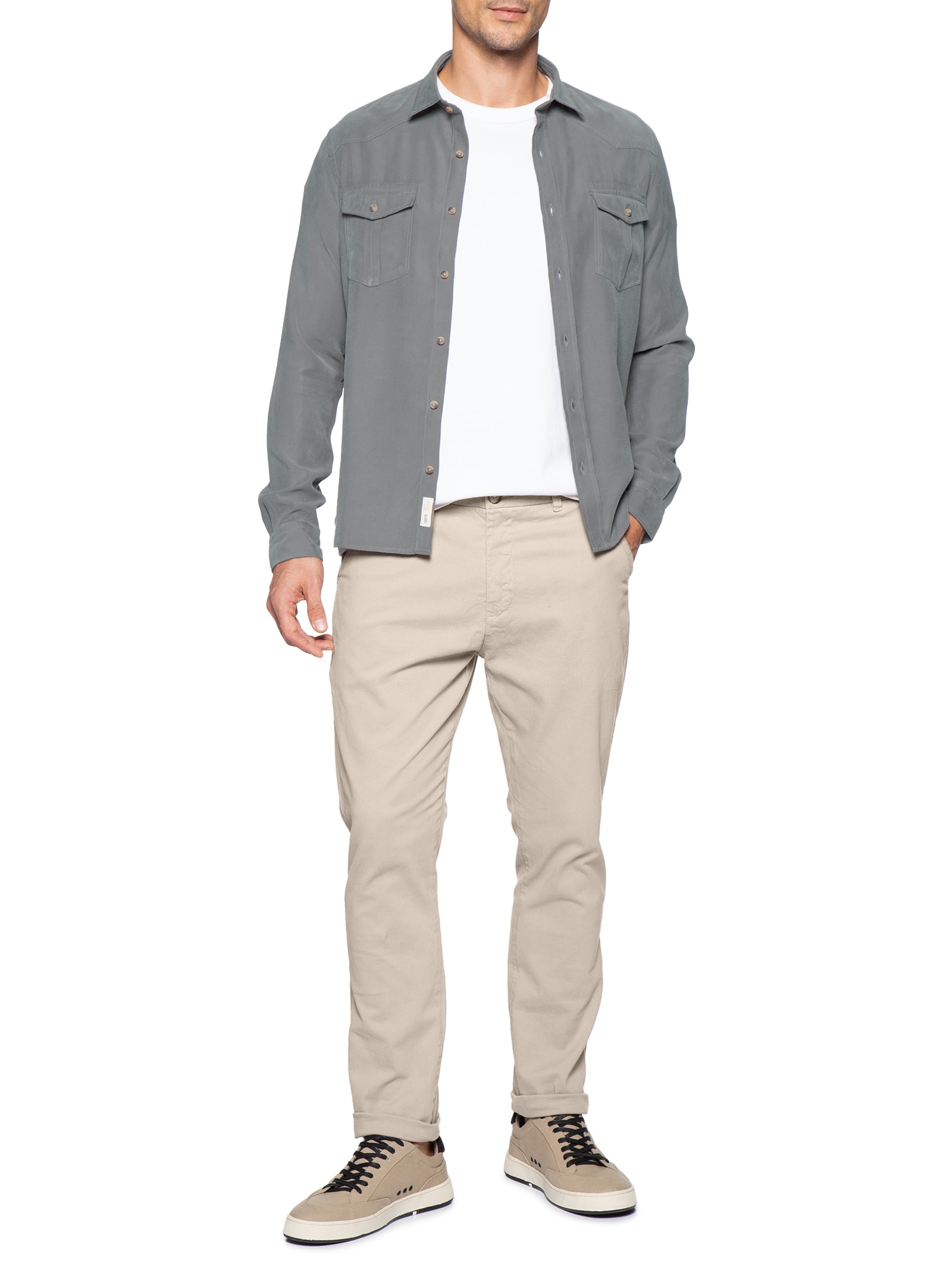 Camisa Masculina Casual Forest Cinza Pineapple