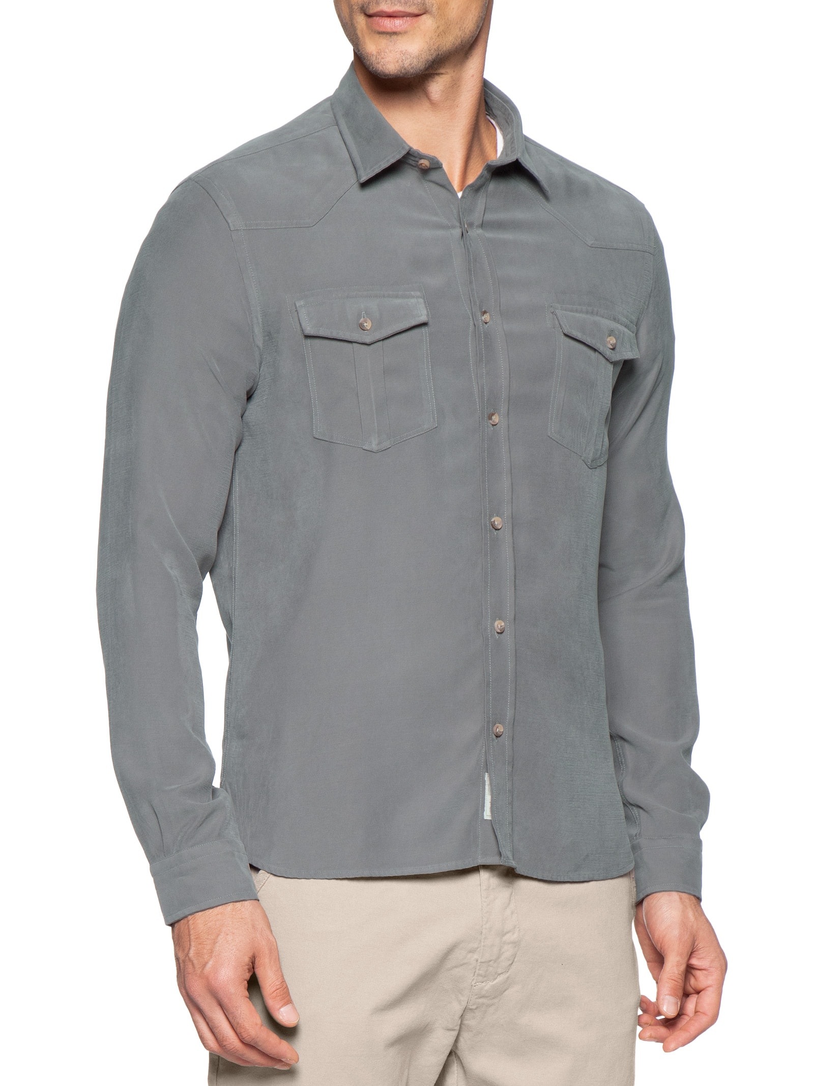 Camisa Masculina Casual Forest Cinza Pineapple