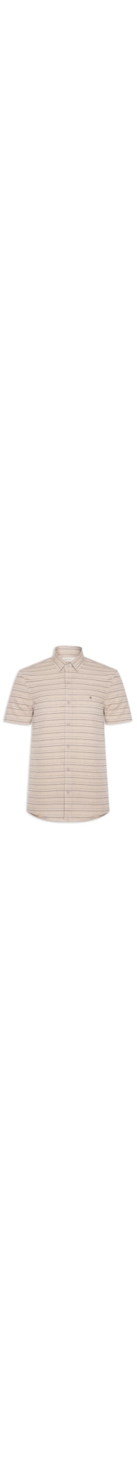 Camisa Masculina Casual Listrada Com Textuiras - Bege