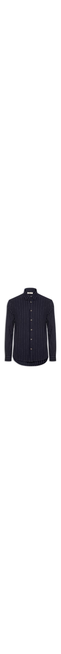 Camisa Masculina Casual Listrada Fio Índigo Confort Fit - Azul