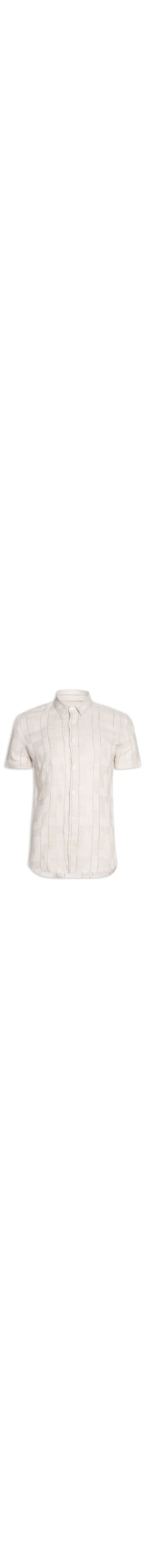 Camisa Masculina Casual Listras Jacquard Linho - Off White