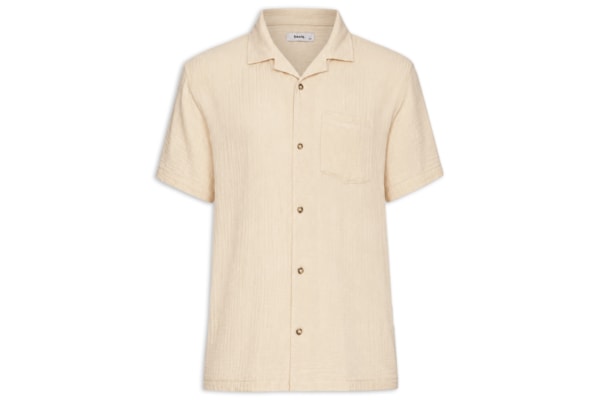 Camisa Masculina Casual Manga Curta - Bege