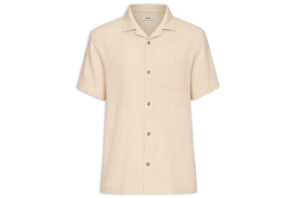 Camisa Masculina Casual Manga Curta - Bege