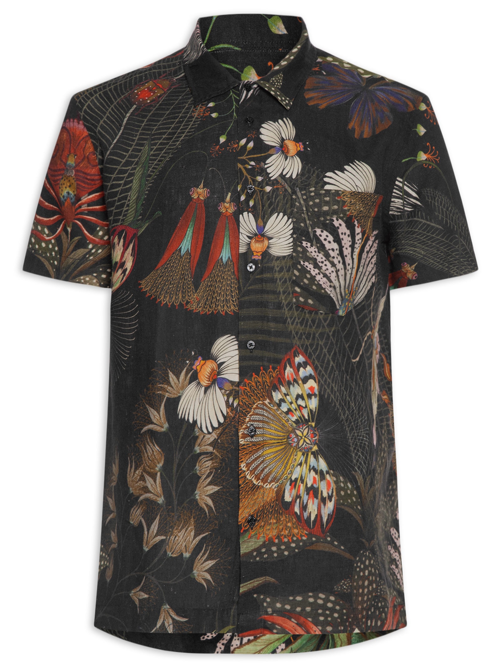 Camisa Masculina Casual Manga Curta Botanique Verde Osklen