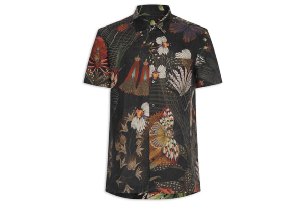 Camisa Masculina Casual Manga Curta Botanique - Verde