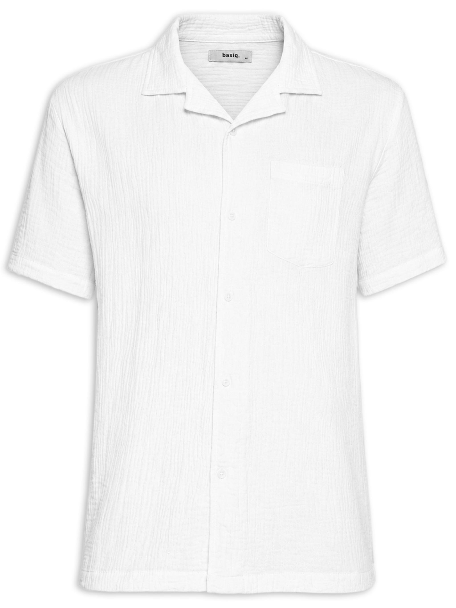 Camisa Masculina Casual Manga Curta Branco Basiq Men
