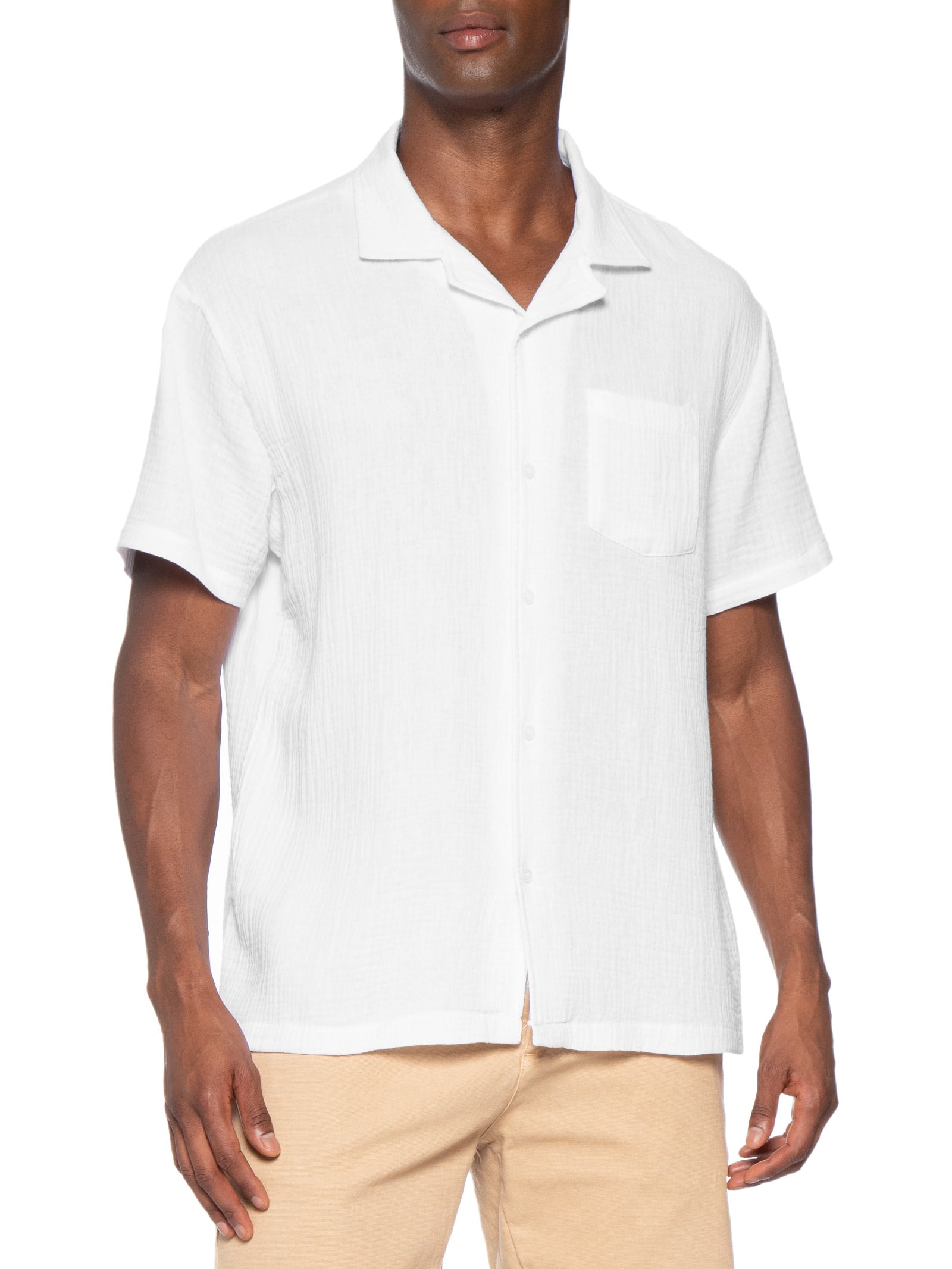 Camisa Masculina Casual Manga Curta Branco Basiq Men