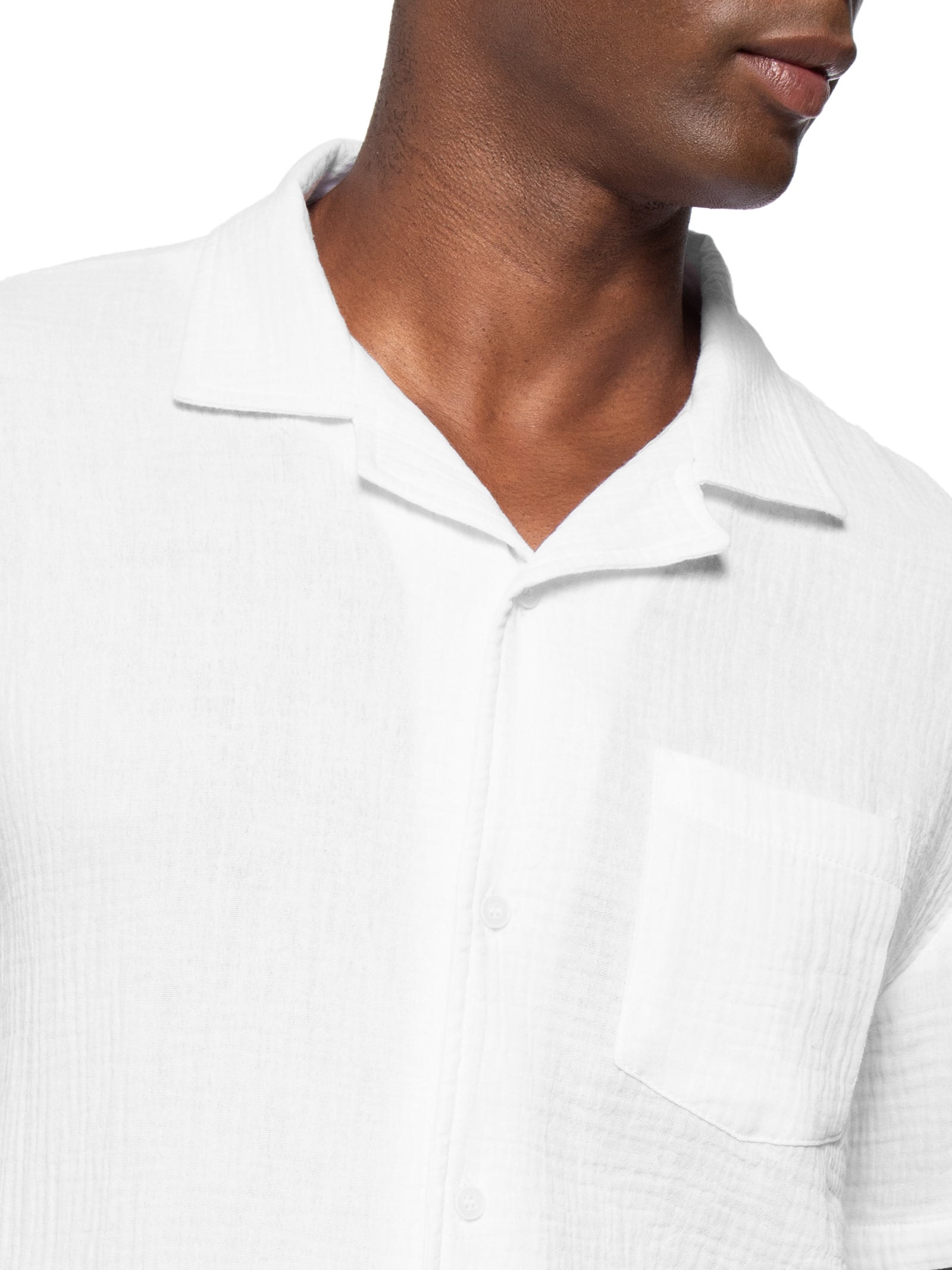 Camisa Masculina Casual Manga Curta Branco Basiq Men