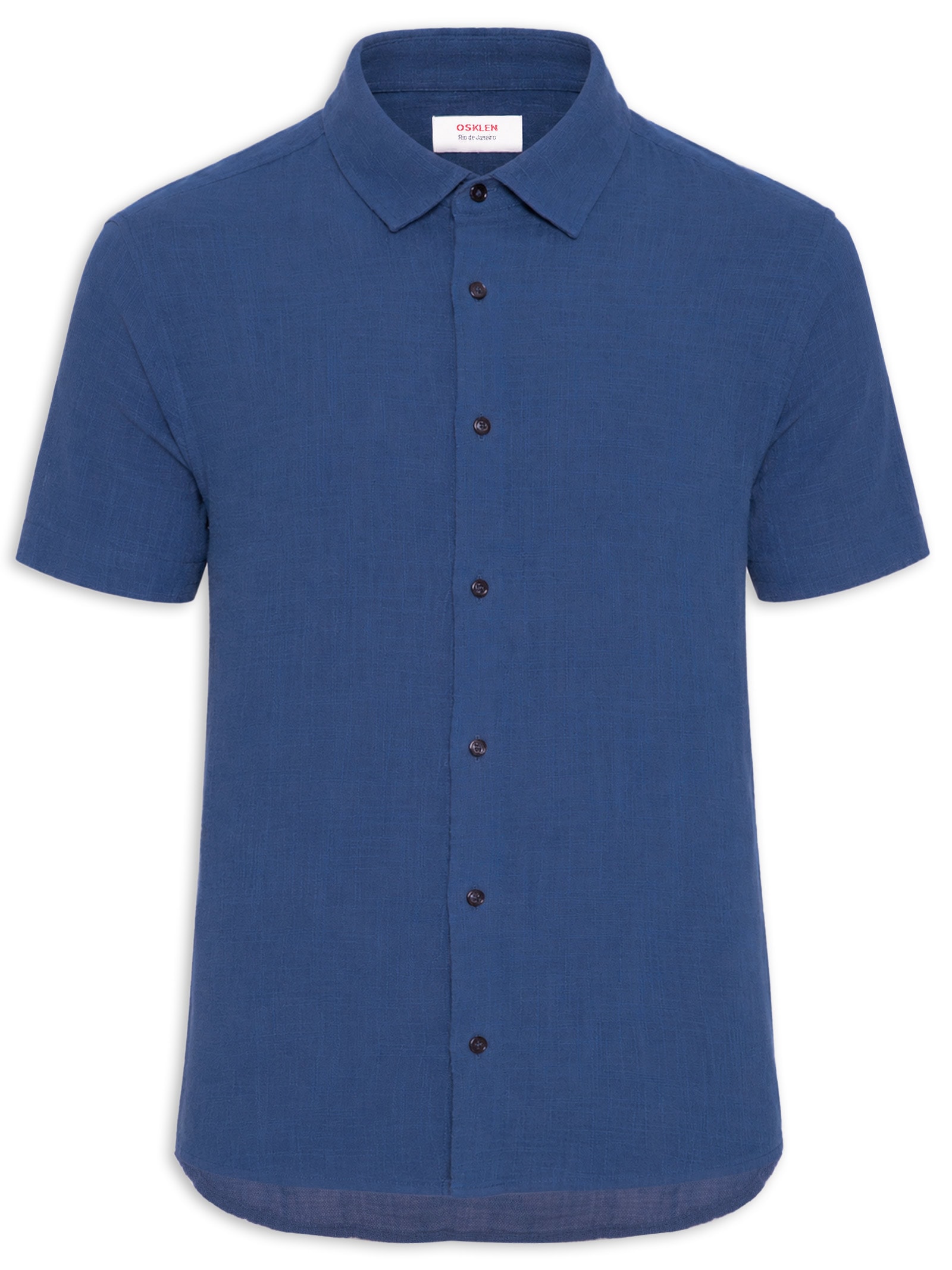 Camisa Masculina Casual Manga Curta Classic Cotton Mc Azul Osklen