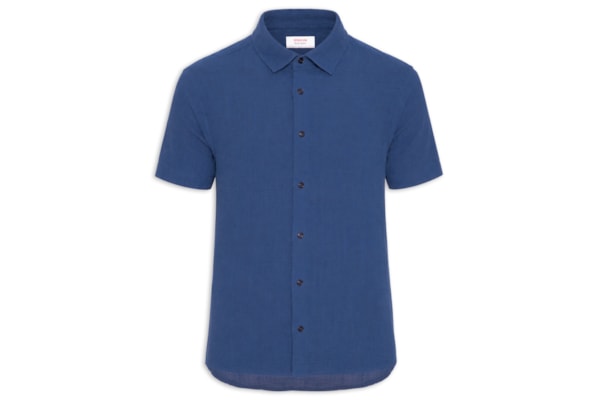 Camisa Masculina Casual Manga Curta Classic Cotton Mc - Azul