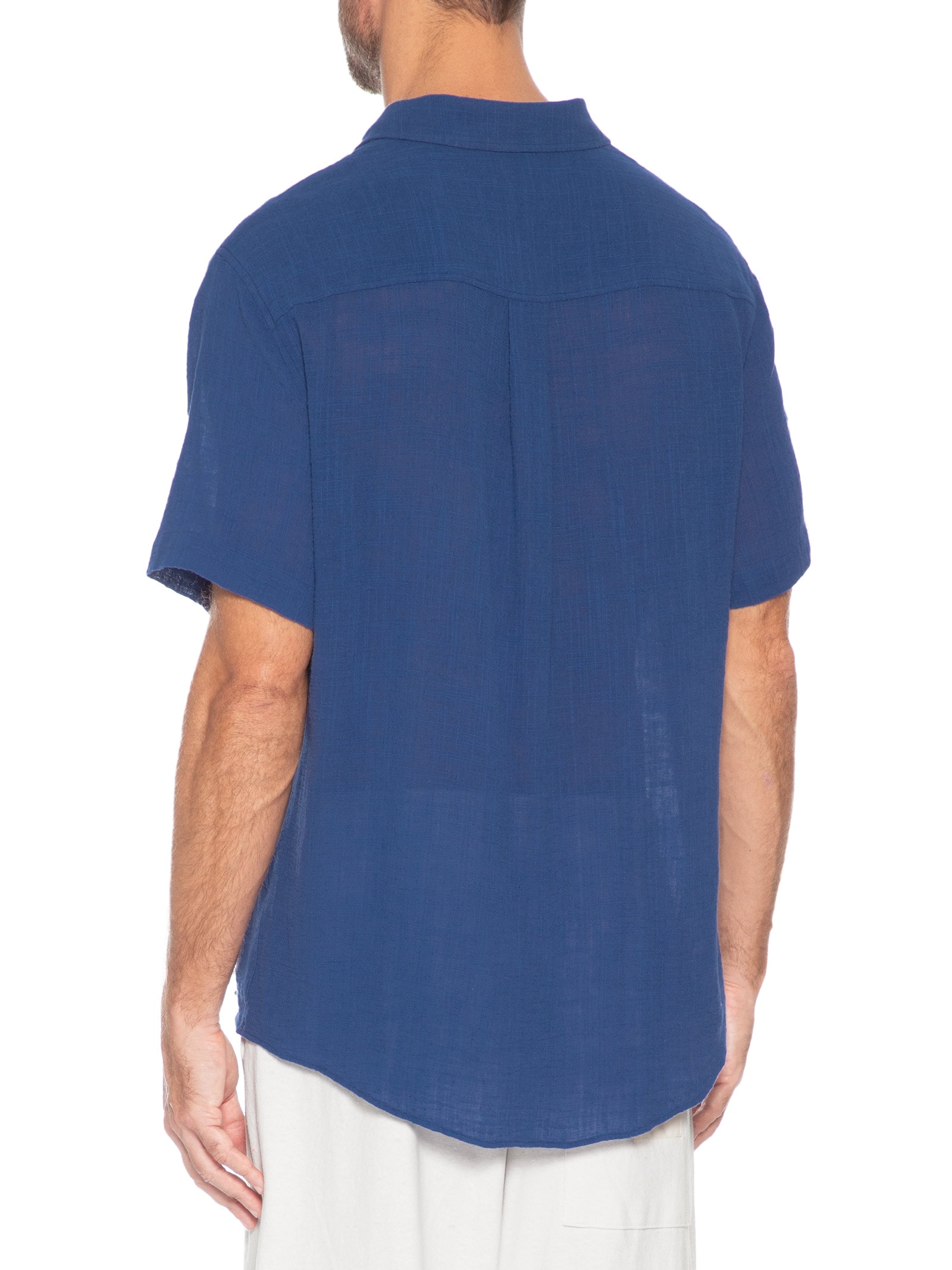 Camisa Masculina Casual Manga Curta Classic Cotton Mc Azul Osklen