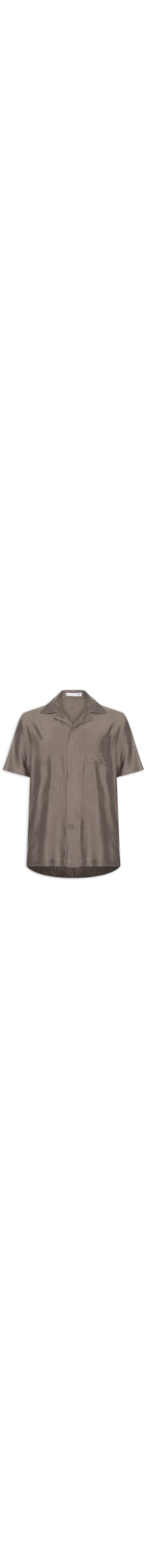 Camisa Masculina Casual Manga Curta Com Bolso - Marrom