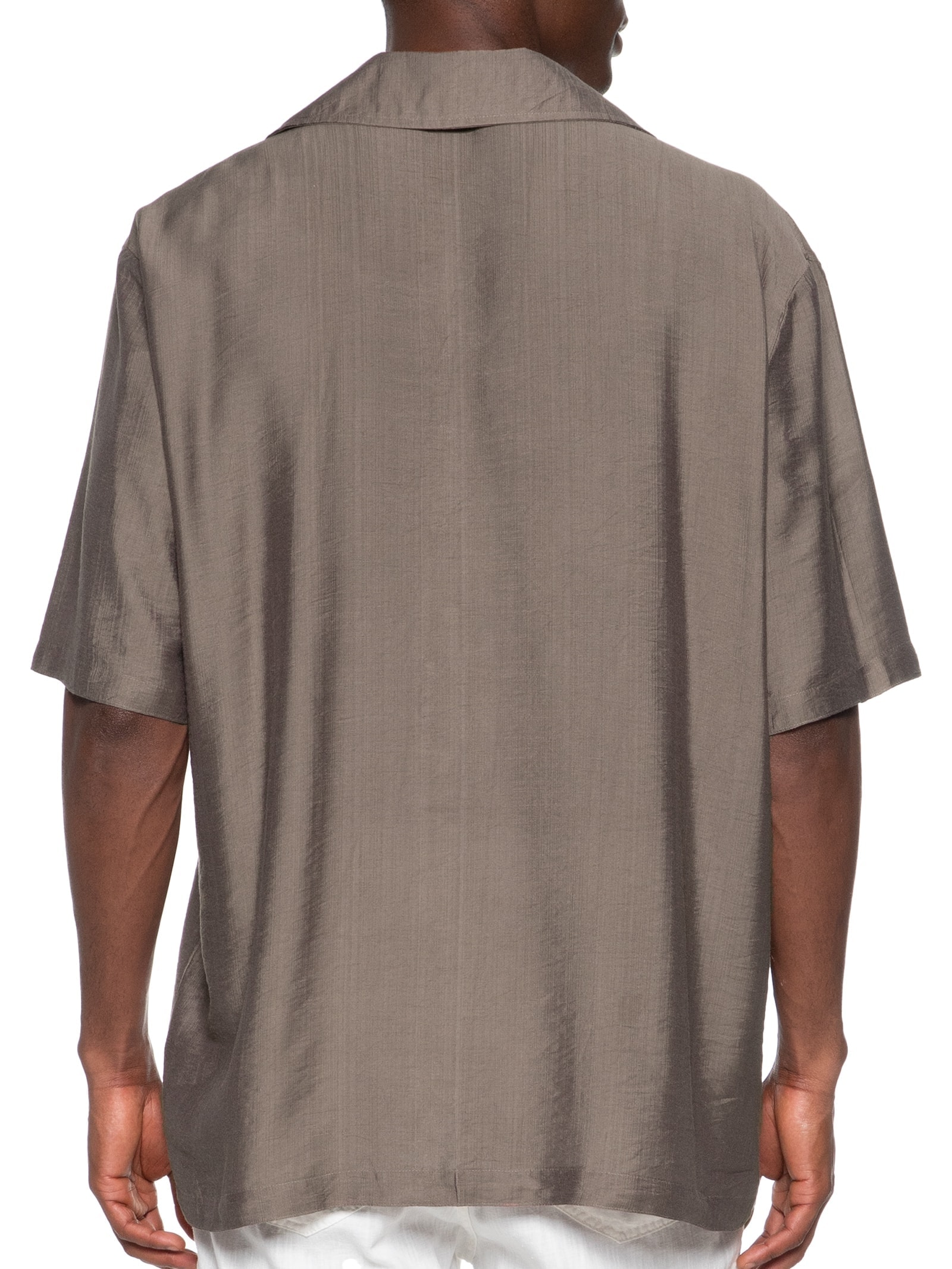 Camisa Masculina Casual Manga Curta Com Bolso Marrom '2 Essential