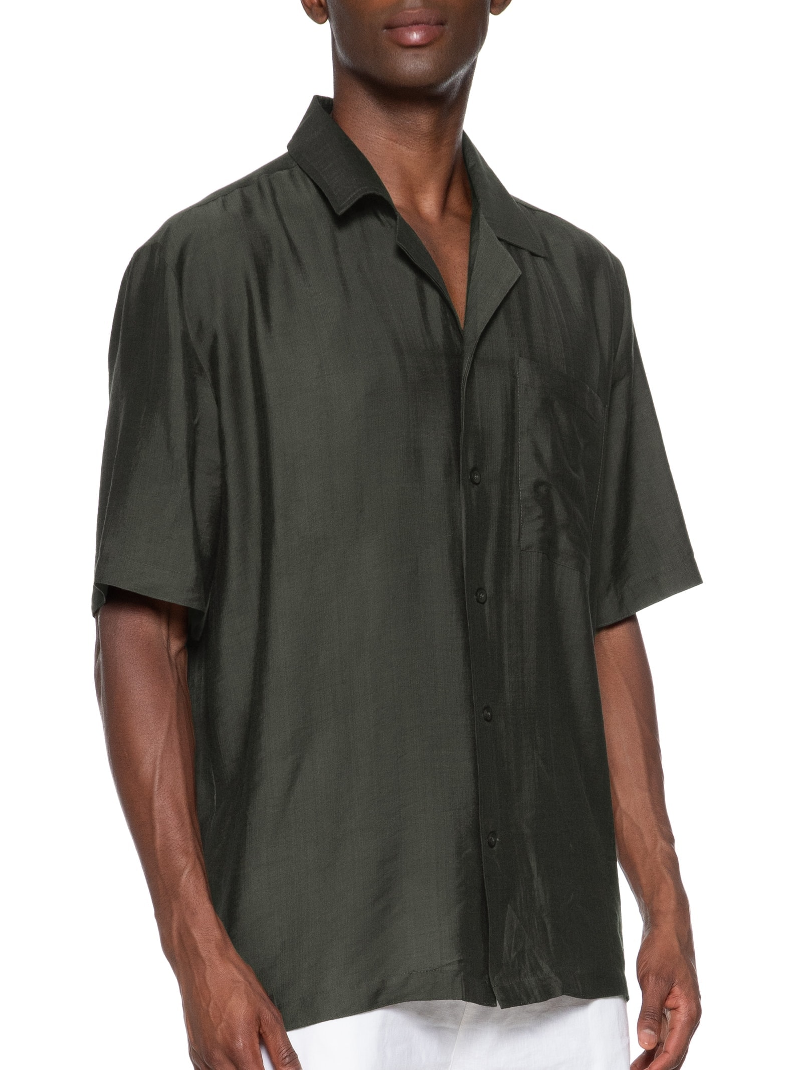 Camisa Masculina Casual Manga Curta Com Bolso Verde '2 Essential