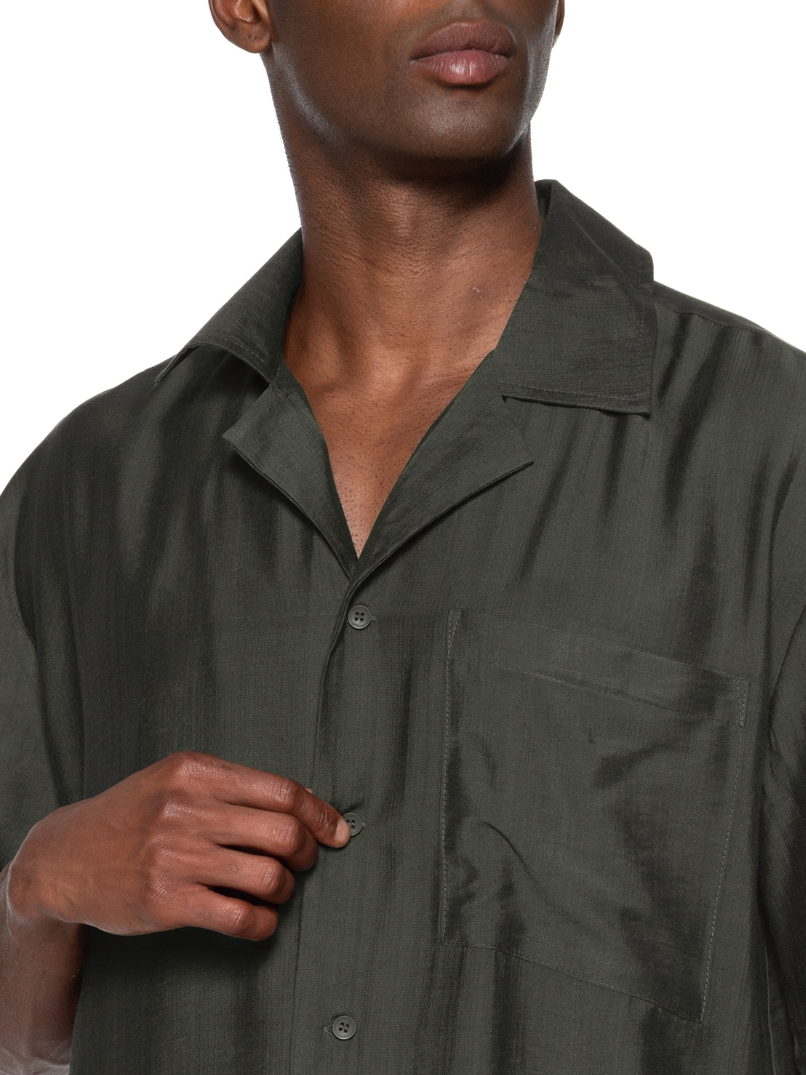 Camisa Masculina Casual Manga Curta Com Bolso Verde '2 Essential