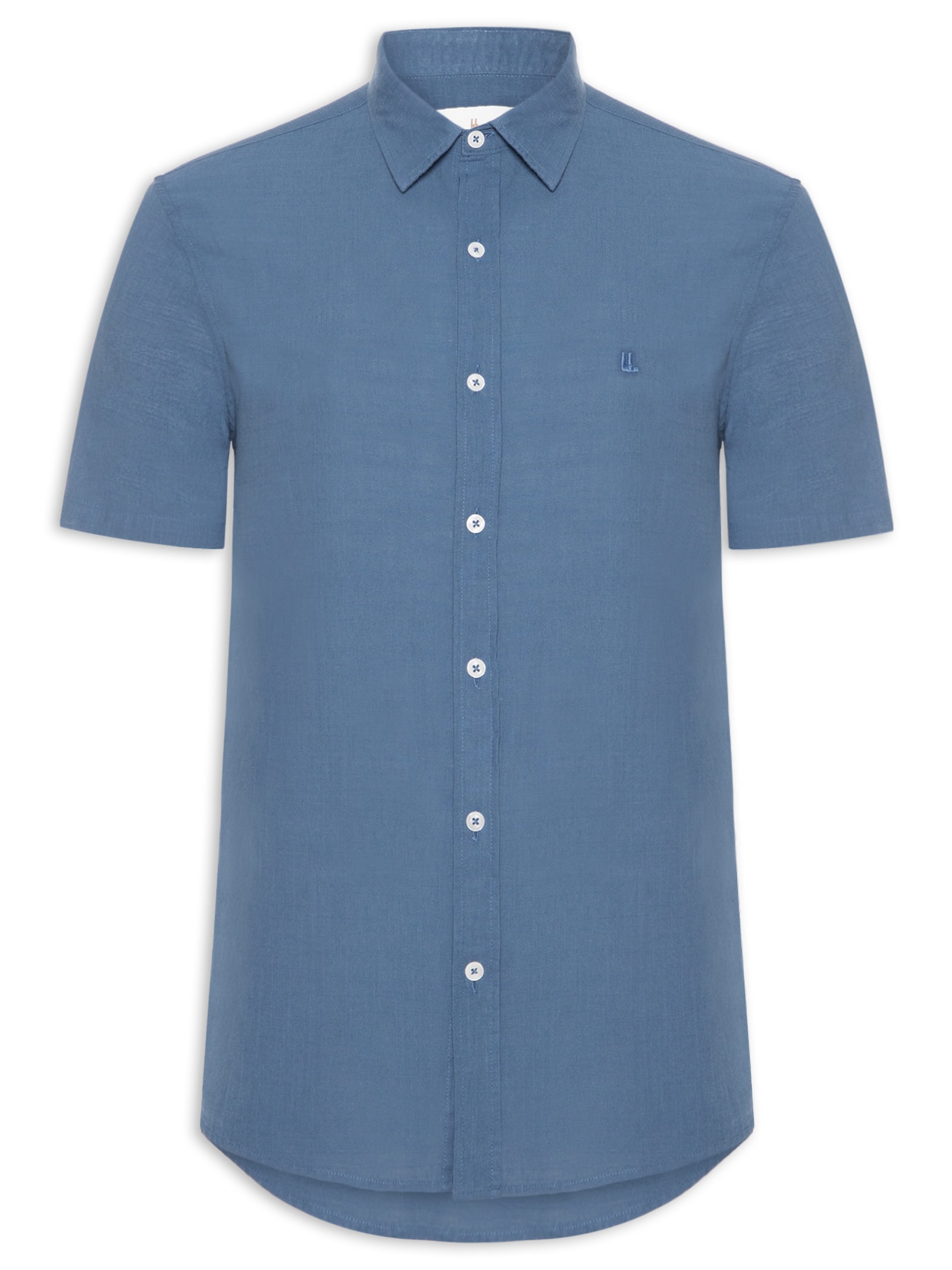 Camisa Masculina Casual Manga Curta Comfy Azul Foxton