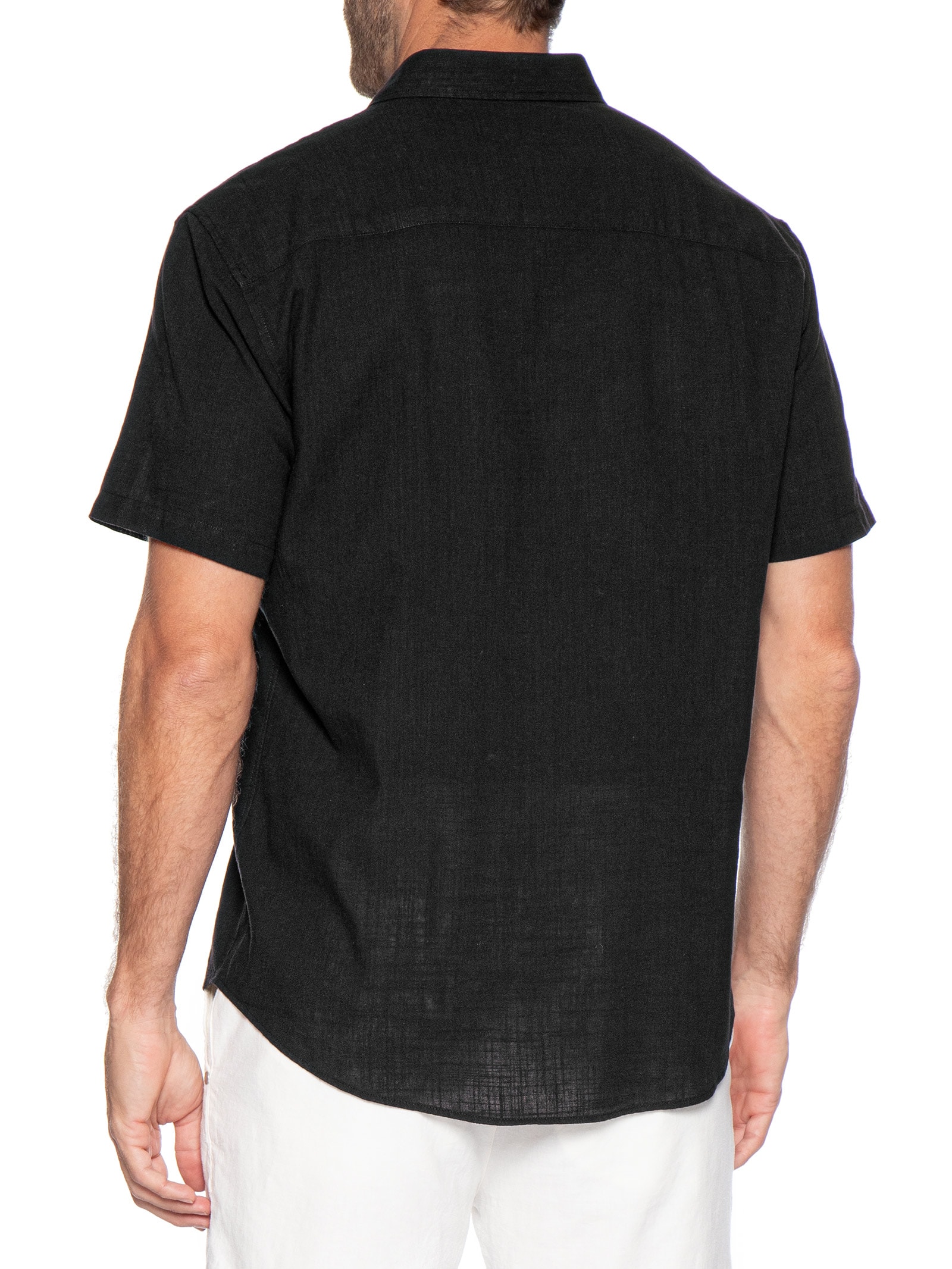 Camisa Masculina Casual Manga Curta Comfy Preto Foxton