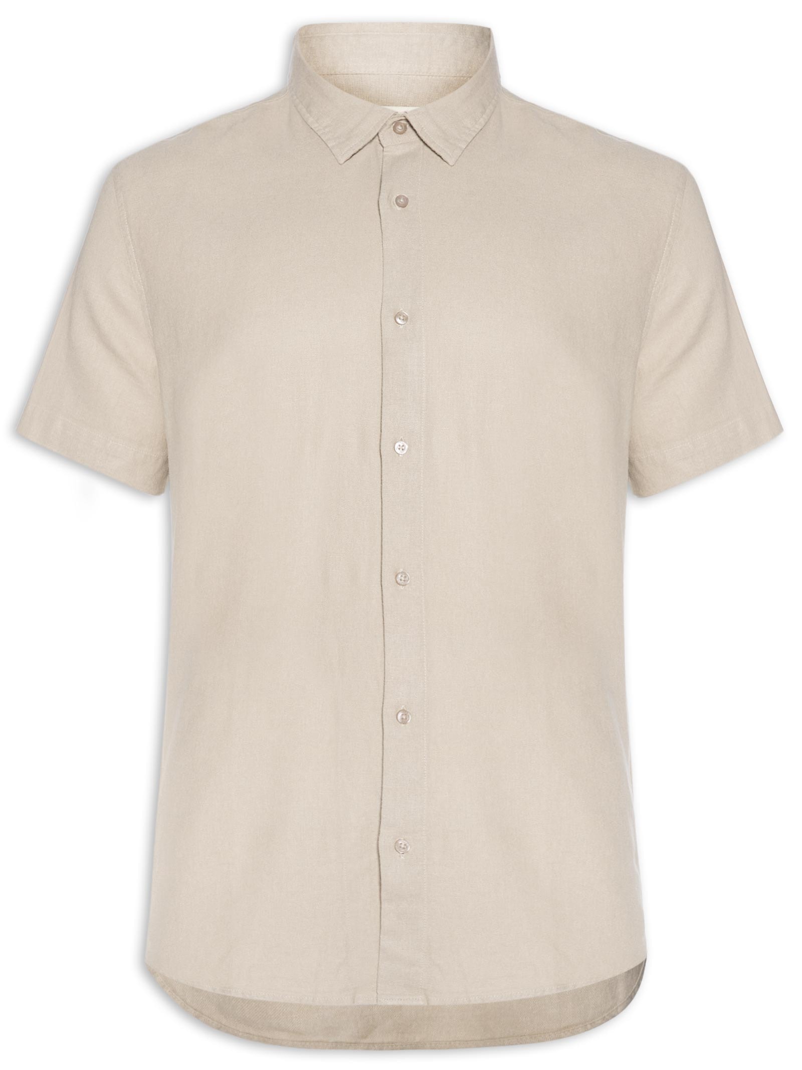 Camisa Masculina Casual Manga Curta Linen Soft Bege Osklen
