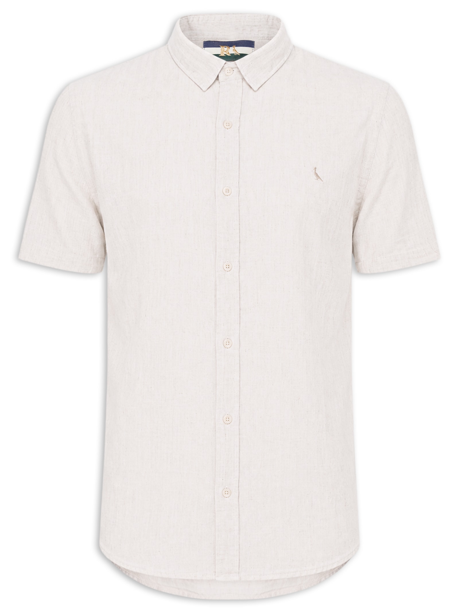 Camisa Masculina Casual Manga Curta Linho Pienza Bege Reserva