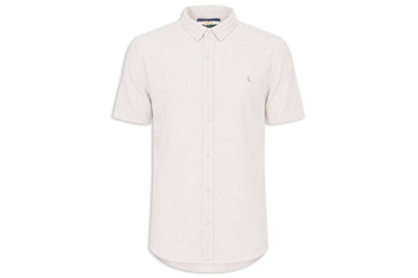 Camisa Masculina Casual Manga Curta Linho Pienza - Bege