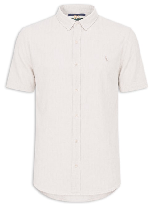 Camisa Masculina Casual Manga Curta Linho Pienza – Bege