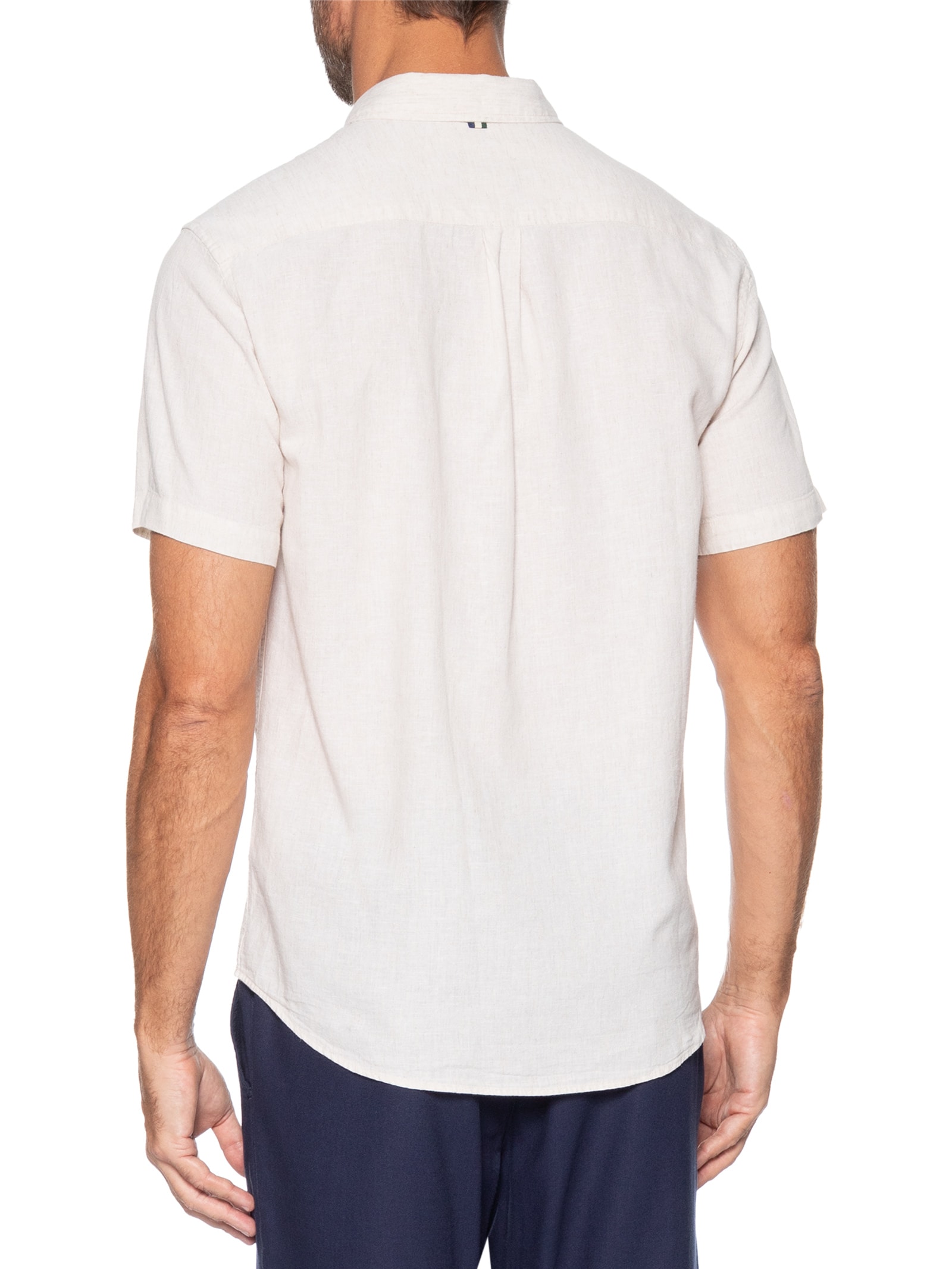 Camisa Masculina Casual Manga Curta Linho Pienza Bege Reserva